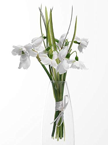 Neofleur 2 x Tied Bunches Pretty Artificial Silk Double Snowdrops Flowers Spring Snow Drops 19cm tall 16 White Flower Heads