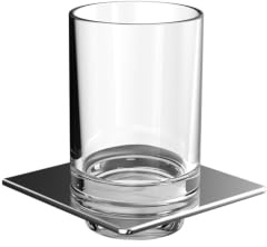 Emco Art Glashalter (Kristallglas klar, Halterung Chrom, Maße 101x101 mm, Zahnputzbecher, Zahnbürstenhalter) 162000102, Normal