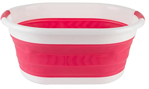 Beldray Wäschekorb Faltbar 37L, Wäschesammler mit Henkel, Faltbarer Wäschekorb Platzsparend, Wäschekorb mit Griffen, Zusammenklappbarer Wäschesammler, Rosa