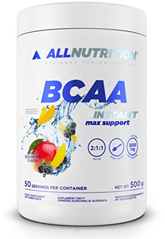 ALLNUTRITION BCAA Max Support Powder mit hochdosiertem Aminosäurekomplex - Glutamin Leucin Valin Isoleucin Taurin Leicht Löslich und Ergiebig - Mango-Brombeere