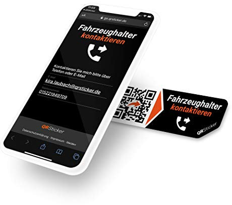 QRSticker Fahrzeughalter kontaktieren Aufkleber für Ihr Fahrzeug, Fahrzeugflotten, Mietwagen, Kontaktdaten hinterlegen für Versicherungen, Schäden, Unfälle, mit Smartphone App (M, 4 Sticker)