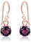 DTPsilver - Boucles d'oreilles Pendantes à Crochet en Argent Fin 925 Plaqué Or Rose et Cristaux de Swarovski® Elements Ronds - Diamètre: 6 mm - Couleur: Améthyste
