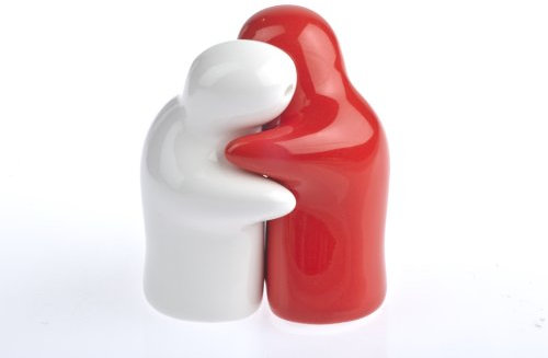 2x Salz- und Pfefferstreuer Pärchen, Umarmende, Liebende, Geister, Gespenster, die wohl süßesten Salzstreuer schöne Handarbeit, bestehend aus 2x Pärchen Salzstreuer Pfefferstreuer (Rot)