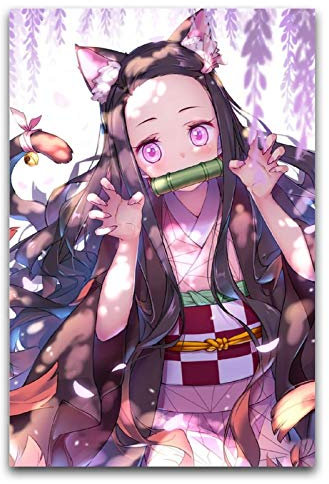 WPQL Poster sur toile 40 x 60 cm Anime Demon Slayer Nezuko Kamado Art Décoration murale pour Salle de séjour