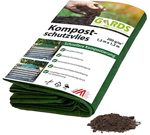 Gards NEU Kompostvlies - Kompostschutzvlies - Kompostflies, Abdeckung, reißfest - geruchsmindernd - dampfdurchlässig - UV stabilisiert - GRÜN, 1.2x1.2m, 200g/m2