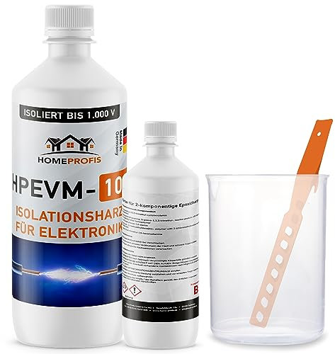 Home Profis HPEVM-100 Elektrovergussmasse (300g) – Komplett-Set (inkl. Mischbecher & Rührstab) in Transparent Gießharz für Abzweigdosen und LED-Formen, bis 1000 V, wasserdicht, frostsicher