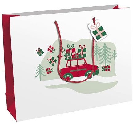 Clairefontaine - 202119-4Cpack - Un lot de 6 Sacs Cadeaux Noël- Format Bouteille - 12,7x9x35,5cm - 210g - Motif : Scintillant - Idéal pour : bouteilles vins, champagne