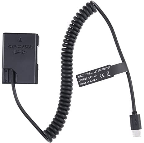 FOTGA Câble Adaptateur d'alimentation USB-C vers EN-EL14 entièrement décodé pour Nikon D3100 D3200 D3300 D3400 D3500 D5100 D5200 D5300 D5500 D5600 DF P7100 P7700 D78000 Appareil Photo