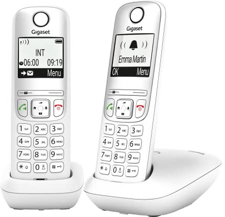 Gigaset A695 Duo - 2 téléphone DECT sans Fil - Grand écran à Haut Contraste - Excellente qualité Audio - Fonction Mains Libres - Protection d'appels indésirables, Blanc [Version française]
