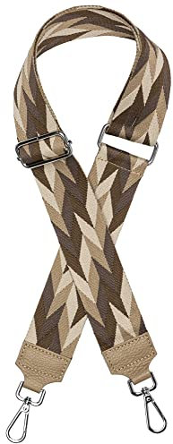 Caspar BSG04 breiter Leder/Textil Schultergurt mit silberfarbenem Karabiner für Handtaschen, Farbe:taupe, Accessoires:One Size