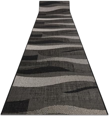 rugsx Läufer SIZAL FLOORLUX Modell 20212 schwarz/Silber 70x160 cm