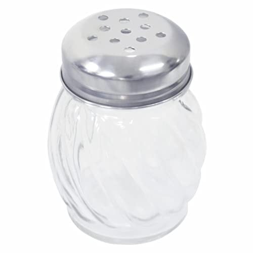 TOP KITCHIN Glass Swirl Cheese Shaker, 6-Ounce, Stainless Steel