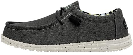 HEYDUDE Wally Stretch Canvas - Zapatos Estilo Mocasín para Hombre, Black, 44