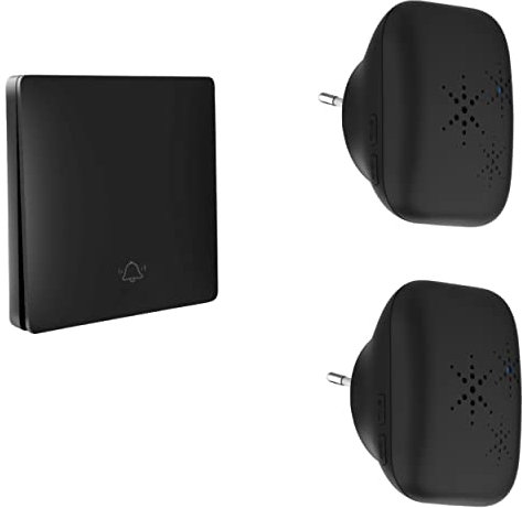 KIT Sonnette sans Fil et sans Pile Écologique Extérieur Étanche IP 65 Neige Pluie - Émetteur Longue portée - 2 Carillons Format Mini - Récepteur enfichable - 4 Niveaux de Volume - 38 Mélodies