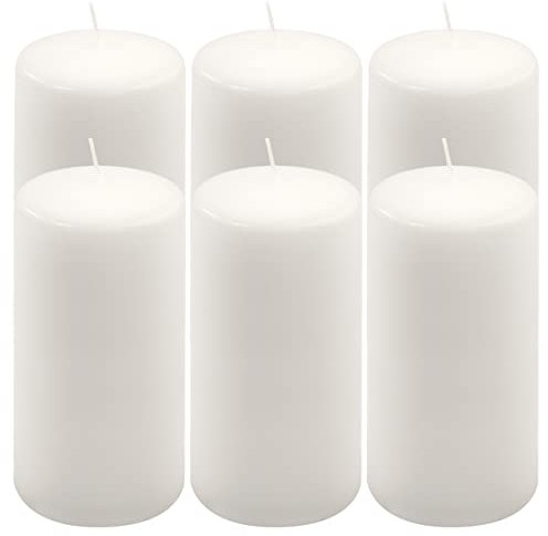 Stumpenkerze weiß Höhe 15 cm Ø 7,5 cm lange Brenndauer Rund-Kerze Säulenkerzen Kerzen-Deko Tafelkerzen Weihnachts-Kerzen Hochzeit (6)