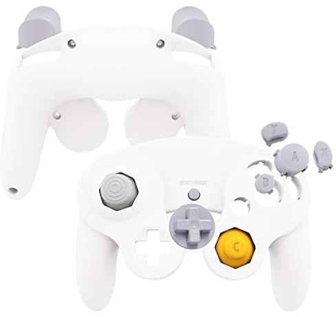 eXtremeRate Ersatz Grips Case Hülle kompatibel mit Nintendo Game Cube Controller, Griff Gehäuse & D-pad Trigger Thumbsticks Tasten Zubehör für NGC Gamecube Controller–KEIN Gamepad-Schneeweiß