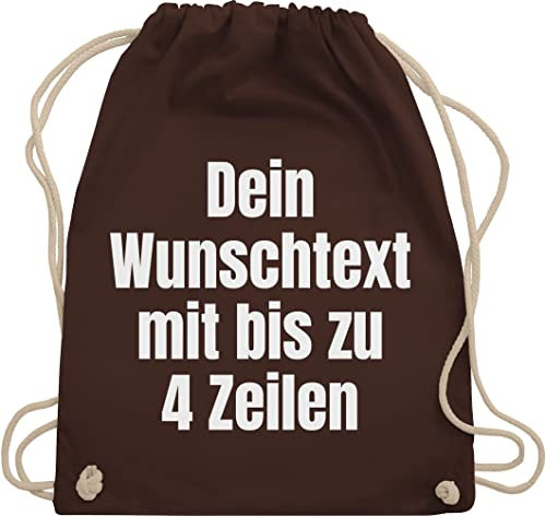 Turnbeutel Rucksack - Aufdruck selbst gestalten - Wunschtext I Eigener Text I Custom Text - Unisize - Braun - personalisierter beutel stoffbeutel name personalisierte datum beuteltasche