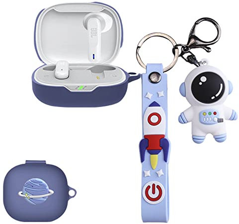 CASEVERSE Funda compatible con JBL Wave 300TWS con llavero, fundas suaves de silicona para JBL Wave 300TWS para niñas, niños y adolescentes