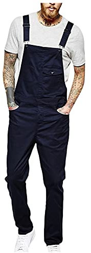 Latzhose Herren Arbeitshose Baumwolle Outdoor Baggy Jeans Mit Löcher Hosenträgern Jumpsuit Lang Straight Freizeit Overalls Pattentaschen Workwear