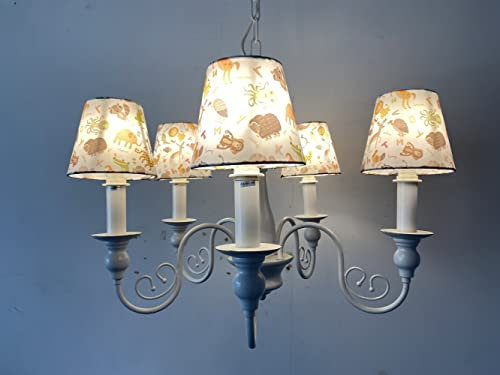 Doooitlight Set mit 6 Clip-Lampenschirmen für Lampen, Leuchten, Kronleuchter rauten (Weiße Tiere)