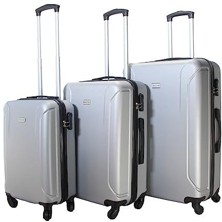 VERTICAL STUDIO 20 24 28 Koffer Reisekoffer 3er-Set Trolley Mehrteilig mit Ziffern Kofferschloss aus Kunststoff (ABS) Vier Rollen (Silber Linköping)