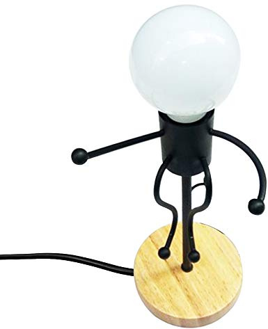 Mengjay Roboter Schreibtischlampe Kreative Metall Nachtlicht Home Room Decoration Tischlampen für Geschenk,E27 Modern Nachttischlampe,Kinderzimmer Büro Wohnzimmer dekorative Beleuchtung (Schwarz)