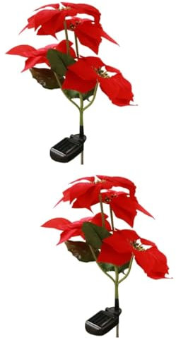 Uonlytech 2 Stück Garten-Solarlampe Weihnachtsbeleuchtung U-Bahn-Licht Landschaftslicht Solar-Blumenlichter Weihnachtsgarten-Lampe Solar-Spot-Licht Outdoor-Solar-Stake-Lichter