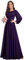 Ever-Pretty Robe Demoiselle d'honneur Femme Longue Manches Longues Col Rond Mousseline Chic Violet Foncé 42