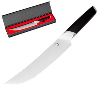BABOSSA® Original Fleischmesser | Profi Messer mit Ebenholzgriff | Klingenlänge 21,5cm | 3 lagiger Spezial-Messerstahl mit Kernstahl aus 440C Stahl | Ergonomischer Griff aus Ebenholz