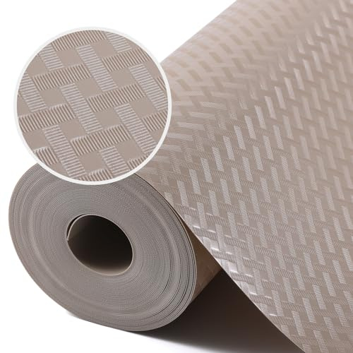 Kitchen Shelf Liner Non Adhensive,Cabinet Drawer Mat Beige 23.6× 393.7 | Non Adhesive, Non Slip,Use as Kitchen Shelf Drawer Cupboard EVA Liner Refrigerator Mat,Washable, Waterproof, Easy to Cut