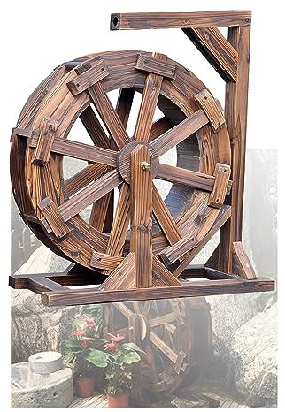 Gartenbrunnen Wasserrad im Freien, Wasserspiel, dekorativer Brunnen, Wasserfallrad, lebendes Wasserspiel, Garten, Pool, Teich, Holzgarten, Innendekoration (Größe: 30 cm (11,8 Zoll)) (50 cm (19,7 Zoll