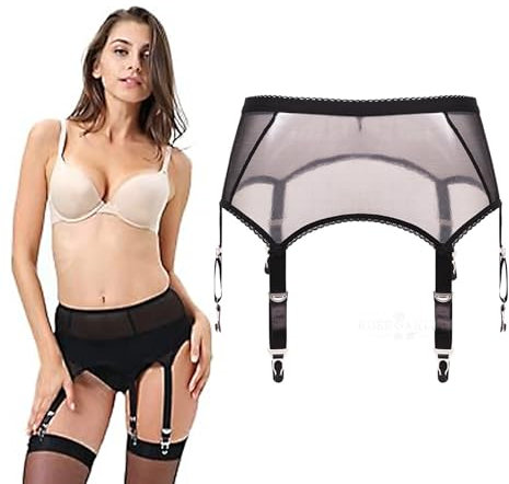 EULAPGOE Signore Garter Belt Lace Hipster Suspender Lingerie 6 Clip Regolabili Bretelle Dessou Set Cintura Suspender Lace