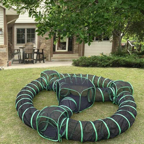 Pawtenda Katzengehege für den Außenbereich, 10-in-1-Katzenzelt mit Tunneln für den Außenbereich, großer Platz, Catio Outdoor-Haustiergehege für den Innenbereich, geschlossenes Haustier-Laufstall