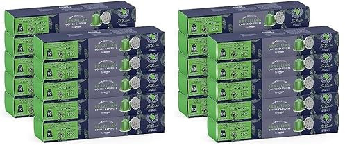 by Amazon Café brésilien compatible Nespresso, Brazilian, torréfaction moyennement poussée,100 capsules en aluminium 10 unités (lot de 20) - Certifié Rainforest Alliance