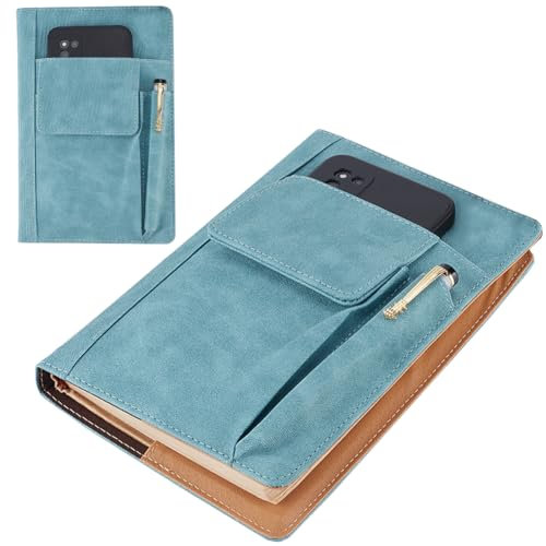 CRASPIRE blaue Buchabdeckung PU Leder wasserdichte Buchhülle wiederverwendbare Buchschutz für Paperbacks Notebook Wraps mit Stifttaschen für Buchliebhaber Klassenkameraden Geschenke 6.1×8.54 Zoll