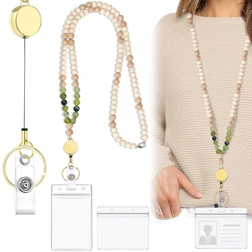 Yuqilin Kartenhalter Ausweis mit Schlüsselband, Id Card Holder, Ausweishülle mit Band, Card Sleeves Karten Halter Lanyard, Einziehbarer Schlüsselanhänger, für Krankenschwestern Doktor Student, Grün