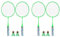 Fegtrtyoa 4X Badminton Schläger für Kinder,Federbälle Schläger Sports Set mit 4 Bällen für Kinder Spieler Drinnen Draussen Sport Grün