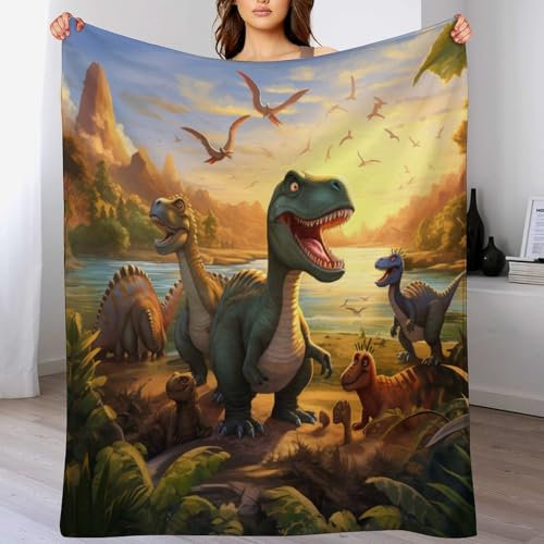 AAPZY Dinosaurierier Decke Super Soft Flannel Fleece Überwurfdecken Für Bettwsche Sofa Schlafzimmer Decken Wohnzimmer Reisen Vier Jahreszeiten Wohndecke （130×180cm）