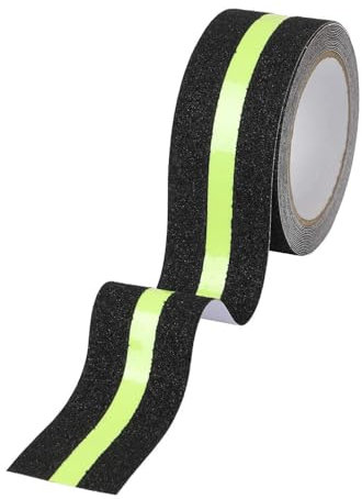 ZEACCT 1 Rouleau de Marches d'escalier Adhésives Antidérapantes, Ruban Adhésif Antidérapant Avec Film Lumineux, Ruban Adhésif de Sécurité Auto-Adhésif, pour Escaliers, Marches, Terrasses Extérieures