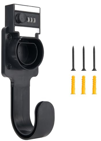 Umelee Type 2 EV Charger Holder with Hook, EV Cable Tidy with Combination Lock, EV Cable Holder Wall Mount for IEC 51296-2 Plugs, Weatherproof Charging Cable Organizer for Most EU EV Vehicles