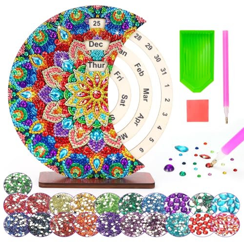 Basteln Mädchen Geschenke 8 9 10 11 12 Jahre: Mandala Diamond Painting Kalender Geschenk Mädchen ab 6-12 Jahre, Ewige-Kalender Diamant Mosaik Bastelset Kinder 6 8 10 Jahr Kreative Geburtstag Spielzeug