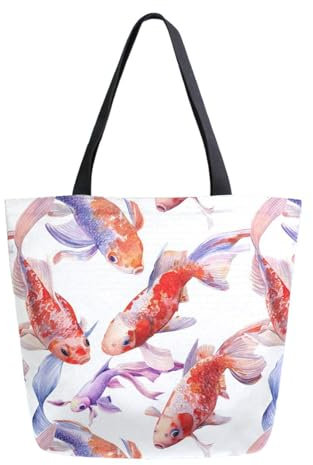Cosmetica Borsa Koi Borsa Da Spiaggia Impermeabili Shopper Bag Moda Sacchetti Per Spesa Per Libri Scuola Piscina
