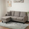 sogesfurniture Modulares Ecksofa mit Chaiselongue, L-förmiges 3-Sitzer-Sofa mit Kissen, Atmungsaktiver Baumwoll-Leinenstoff, für Wohnzimmer, Schlafzimmer, Büro, 166 x 118 x 77 cm (Dunkelgrau)