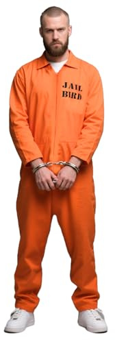 Wqafe Prisoner Halloween Costume Suit, Orange Prisoner Outfit Convict Costume Jumpsuit Prisoner Costume Cosplay Dress Up Man for Halloween Carnival
