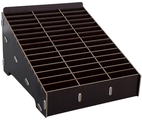 CLISPEED Holz Handy Aufbewahrungsbox Mit 45 FäChern Mobiler Organizer FüR BüRo Schule Und Besprechungsraum Vielseitiger Desktop-Organizer Aus NatüRlichem Holz Tragbar Und Stabil