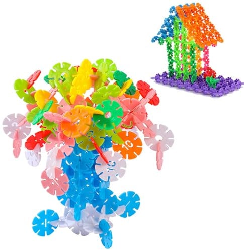 HcvGcm Steckblumen, 500 Stück Schneeflocken Bausteine, Steckspiel ab 3 Jahre, Montessori Lernspielzeug, 12 Farben, Kreatives Bauspielzeug, Förderung der Feinmotorik und Kreativität