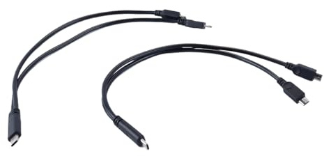 Ausi Cavo splitter da 2 USB-C maschio a doppio Micro USB maschio, cavo di ricarica corto da 30 cm/11,8 pollici, adattatore di alimentazione 5 V 3 A, per nessun trasferimento dati