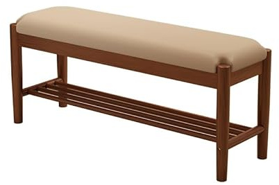 WXPGFEQ 2-stöckige Schuhbank mit gepolstertem Kissen, Aufbewahrungslösung für Flur, Wohnzimmer, Schlafzimmer und begehbaren Kleiderschrank, robuste dunkle Farbe, 100 cm Schuhregal