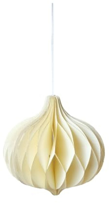 coopz Papier Weihnachtsschmuck Zwiebel Weihnachtskugel Anhänger 11 cm Christbaum, Farbe:Creme