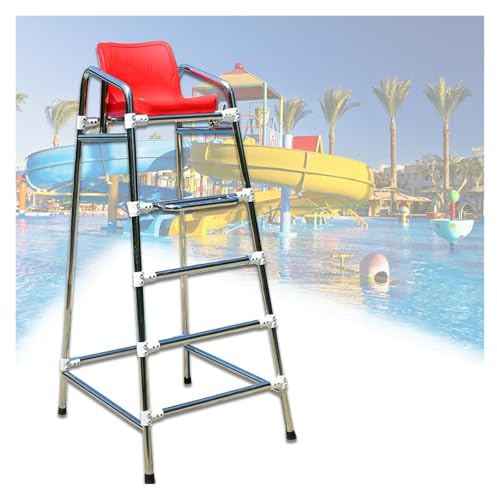 Rettungsschwimmerstühle, Hoher Rettungsschwimmerstuhl für Wasserparks – Freistehender Rettungsstuhl für Pool/Strand mit abnehmbarer Leiter, Schiedsrichterstuhl aus robustem Edelstahl 304 für